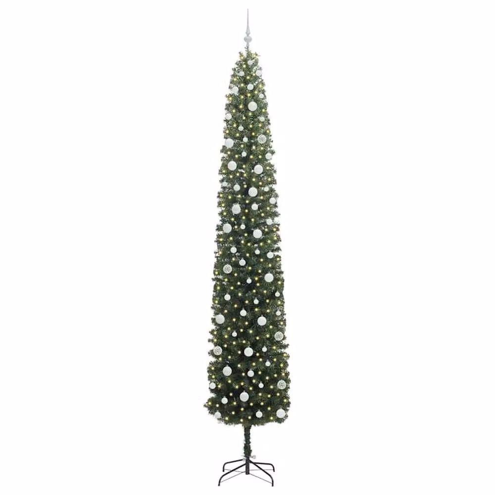 Berkfield Home Artificial Green Christmas Tree with 300 Warm White LEDs and Stand, Height: 270 cm – 3