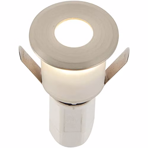Loops Recessed LED Decking Guide Light in Silver with Cool White Light, IP67 Rated Round Garden Ground Light