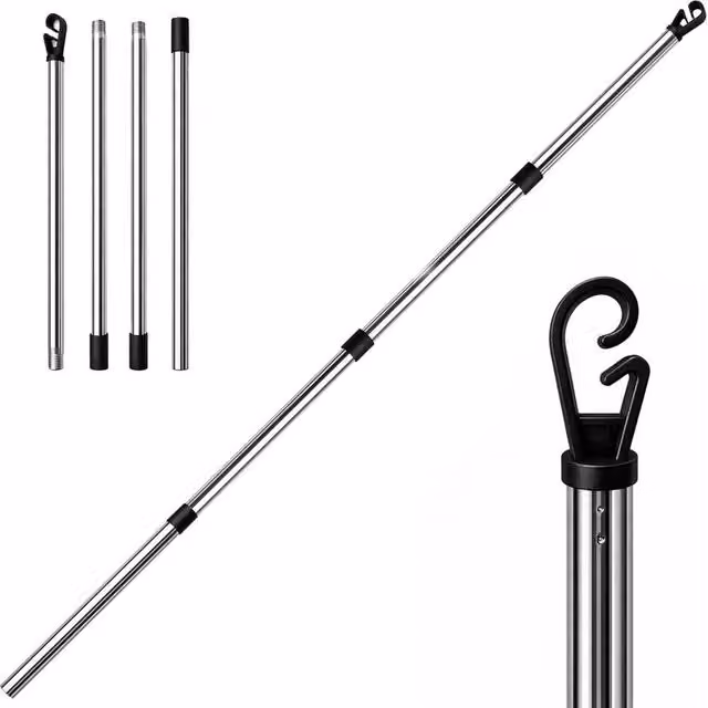 FLAVORA Silver Stainless Steel Single Pole Washing Line Laundry Support