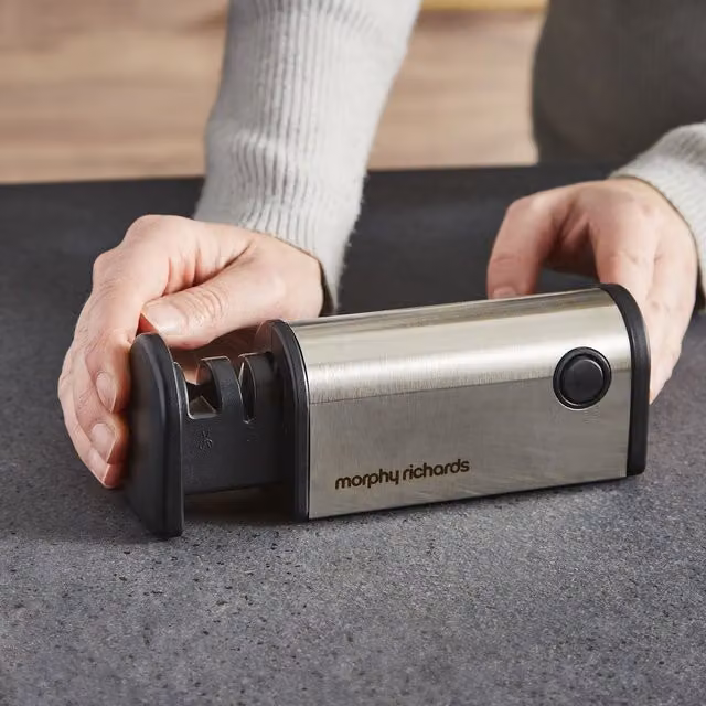 Morphy Richards 4 in 1 Retractable Knife Sharpener in Black and Silver