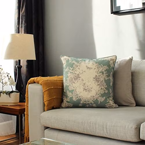 Paoletti Burford Square Floral Velvet Cushion in Green, W/D/H: 50 x 50 x 50 cm – 3