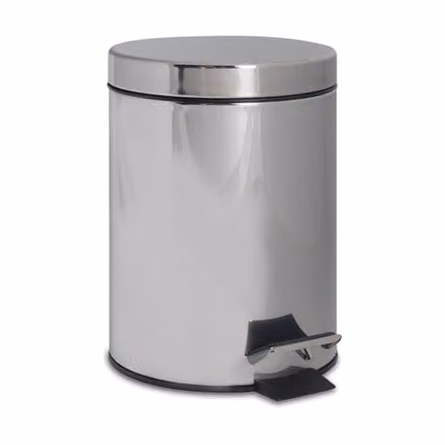 Harbour Housewares 3L Silver Stainless Steel Round Pedal Bin with Removable Inner Bucket