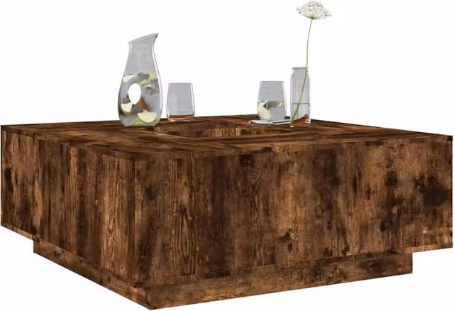 Berkfield Home Smoked Oak Coffee Table in Brown, W/D/H: 100 x 100 x 40 cm