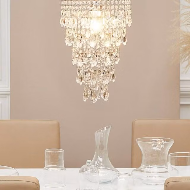 Wyld and Coco Silver Pendant Lamp with Faux Crystals and Metal Frame – 1