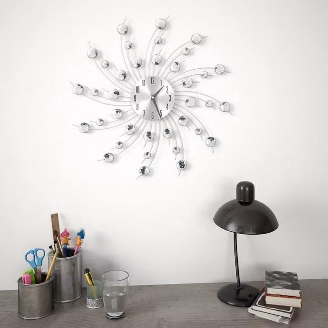 Berkfield Home Modern Silver Wall Clock with Quartz Movement, Diameter: 50 cm