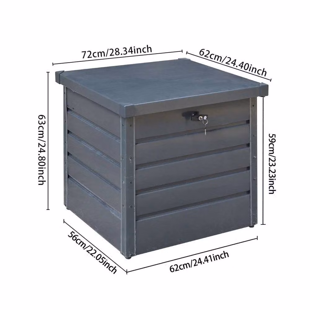 KORVIXA 200L Large Outdoor Garden Storage Box in Grey, W/D/H: 100 x 100 x 63 cm – 2