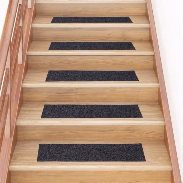Berkfield Home Self-adhesive Rectangular Stair Mats, 15 Pack, Grey, W: 76 cm, D: 20 cm – 1