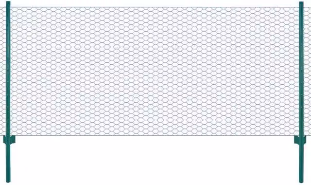 Berkfield Home Green PVC-Coated Steel Wire Mesh Fence with Posts, W: 25 m, H: 0.75 m