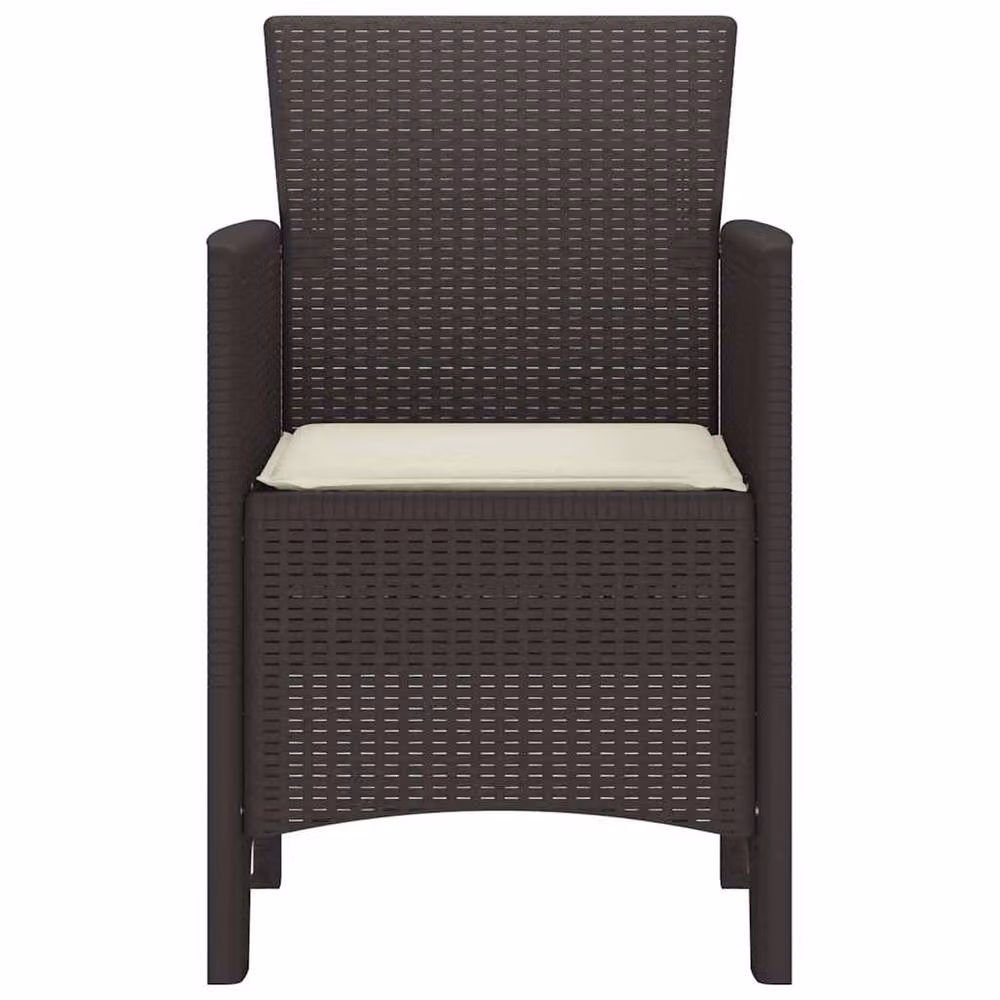 Berkfield Home Set of 4 Brown Polyrattan Garden Chairs with White Fabric Cushions – 4