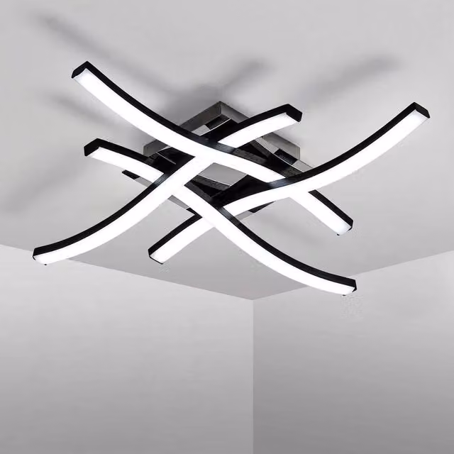 EONLION 24W Modern LED Ceiling Light in Black with Cool White Light
