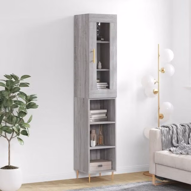 Berkfield Home Sonoma Grey Modern Highboard W/D/H: 34.0 x 34.5 x 180 cm – 1
