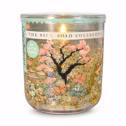 Candlelight Silk Road Collection Chengdu Light Up Glitter Scented Candle in Multicolour Glass Jar
