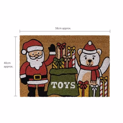 JVL Christmas Santa Coir Entrance Doormat, Multicolour, W/D: 40 x 58 cm – 3
