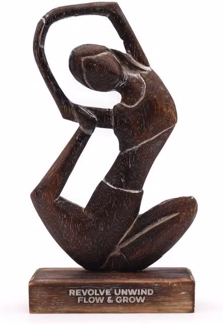 KDMD Wooden Yoga Lady Tabletop Decor in Brown with Antique Finish – 1
