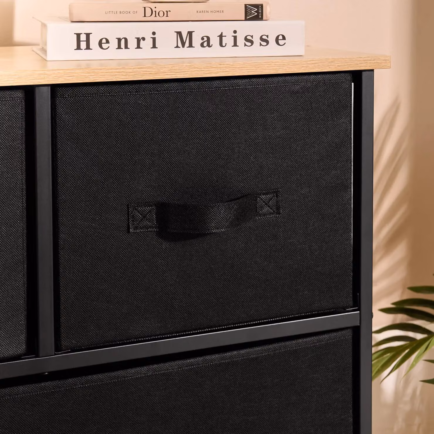 OHS Brooklyn Black Fabric 5-Drawer Chest Organiser Storage – 2