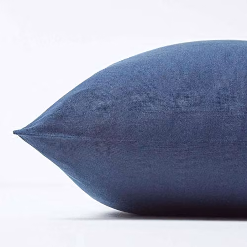Homescapes European Linen and Combed Cotton Pillowcase, Blue/Green, W/D/H: 40 x 40 x 40 cm – 2