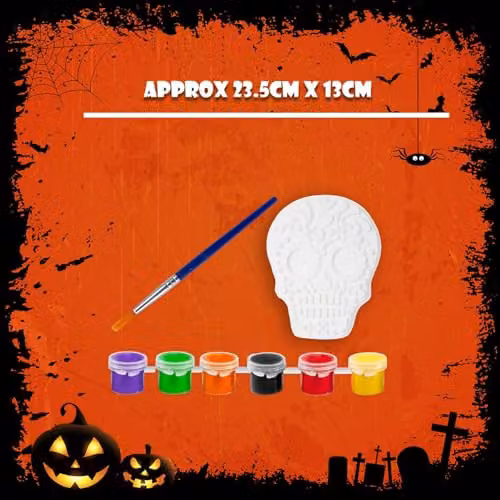 VFM e-Store Halloween Decorations Craft Paint Kit with 23.5 cm Skull in White – 4