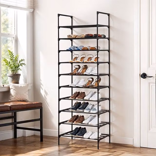 Lifeideas 10-Tier Metal Shoe Rack in Black