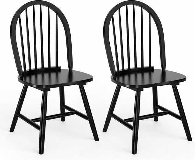Costway Set of 2 Classic Black Wooden Dining Chairs