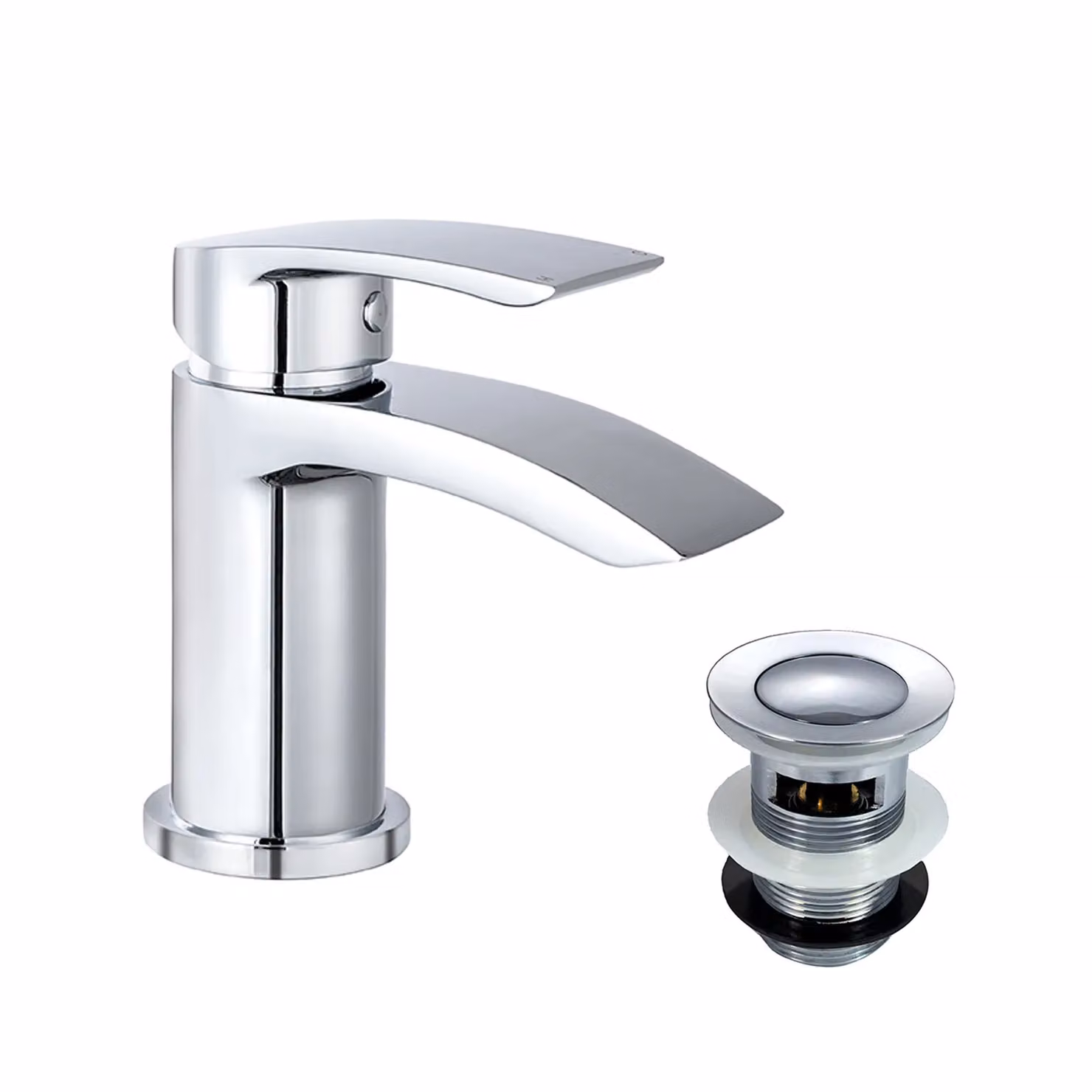 Nes Home Chrome Libra Waterfall Basin Mono Mixer Tap and Pop Up Waste in Silver – 2