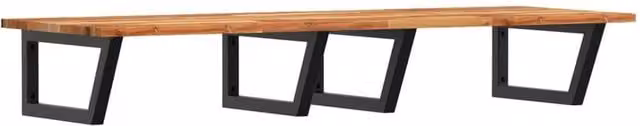 Berkfield Home Wall Mounted Basin Shelf in Brown Steel and Solid Acacia Wood