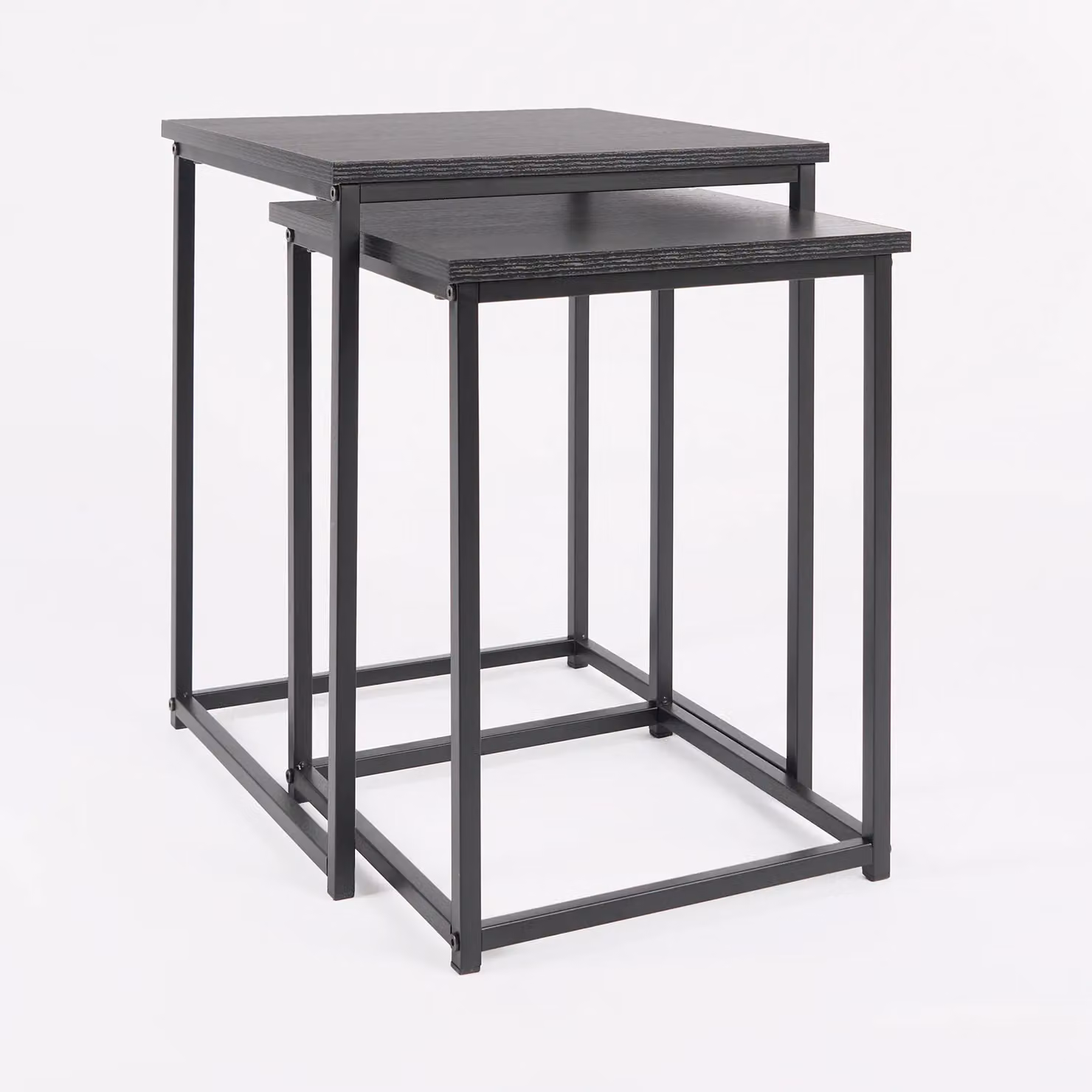 OHS Manhattan Set of 2 Square Nest of Tables in Black Metal – 2