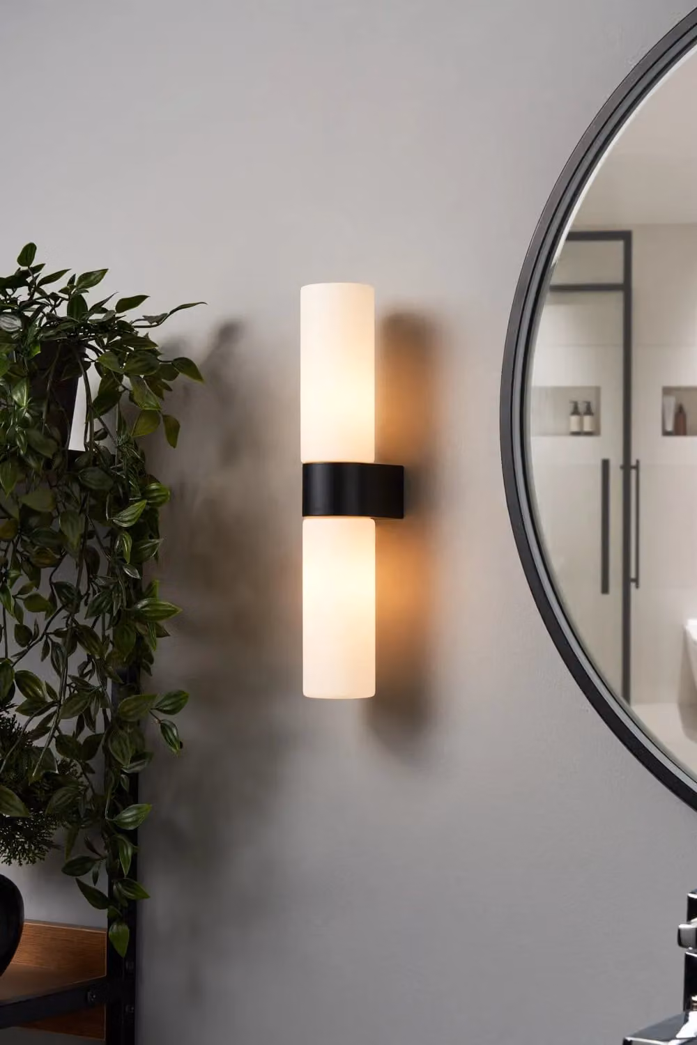 BHS Lighting Wendy Modern Black Metal and Glass Up and Down Bathroom Wall Light – 3