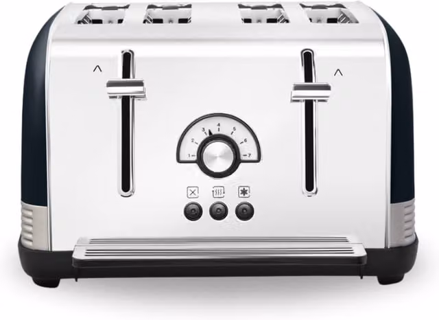 Morphy Richards Venture Retro 4 Slice Toaster in Black and Silver Stainless Steel