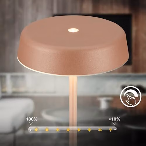 Briloner Rechargeable LED Table Lamp with Touch Dimming, Warm White Light, IP44 Waterproof, Brown, H 36.5 cm x W 13 cm x D 13 cm – 5