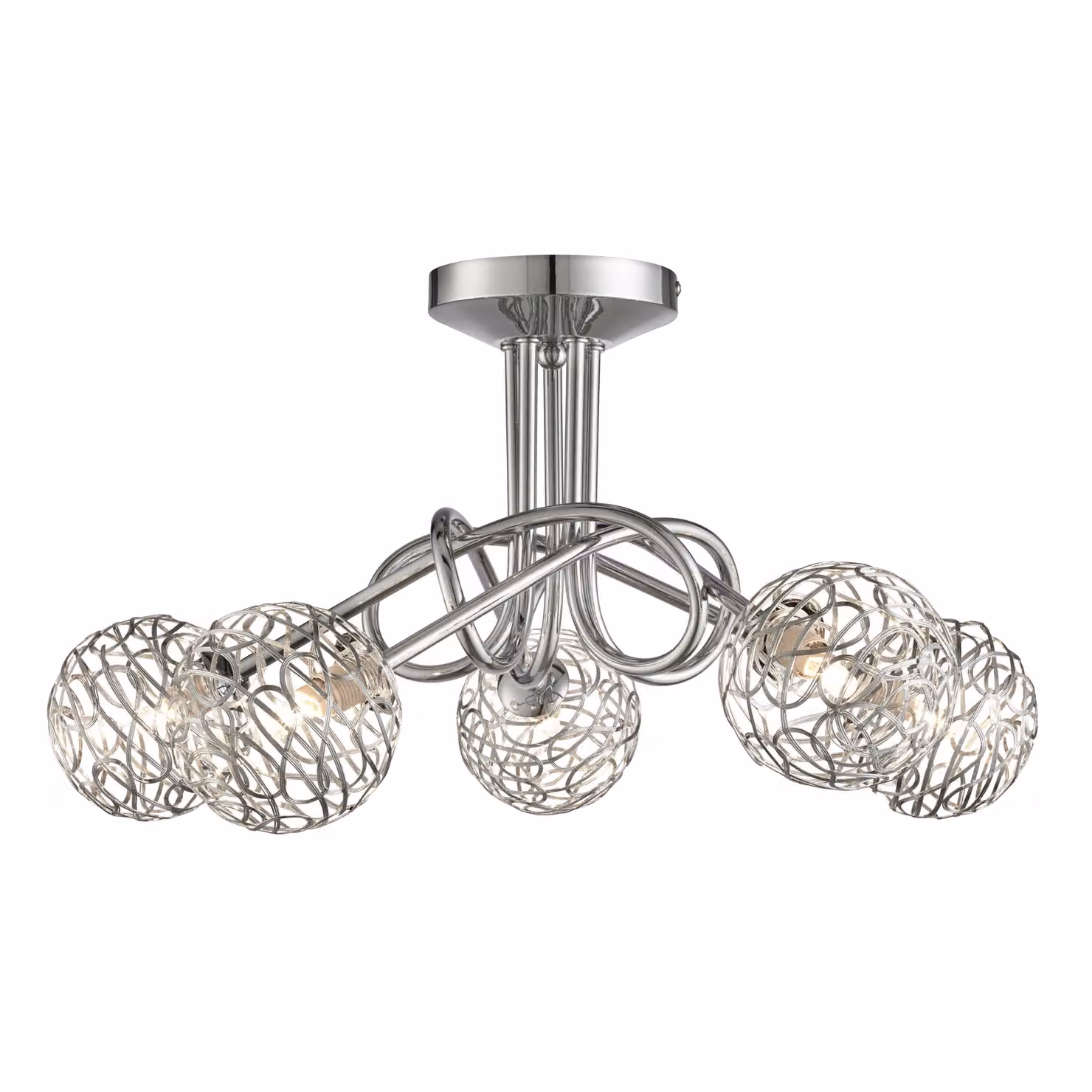 Lighting Collection Iluka 5 Light Twist Ceiling Fitting in Silver and Chrome – 2