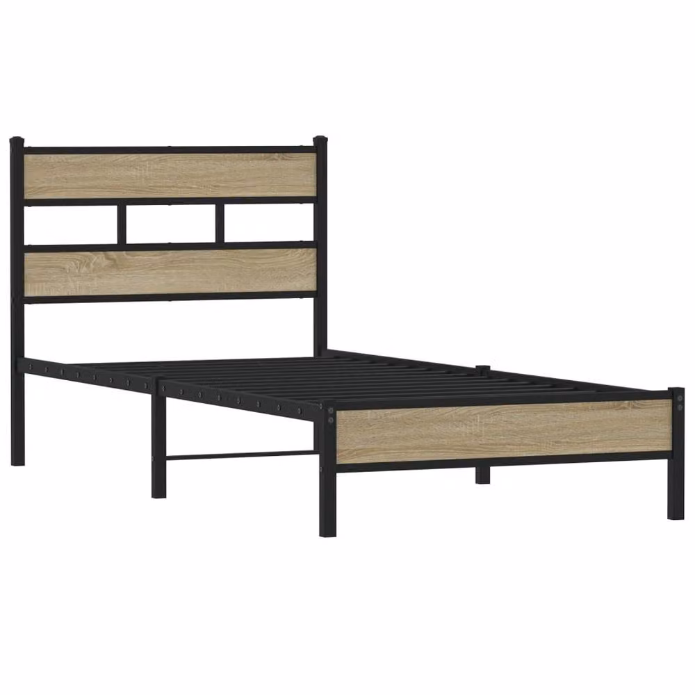 Berkfield Home Sonoma Oak Bed Frame in Brown, W/D/H: 90 x 200 cm – 3