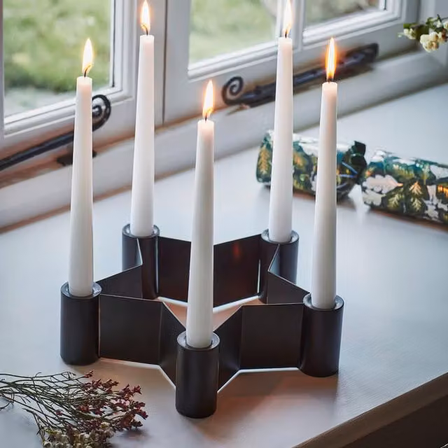 Ivyline Star Shaped Metal Dinner Candle Holder, Black, W: 25 cm, H: 7 cm – 1