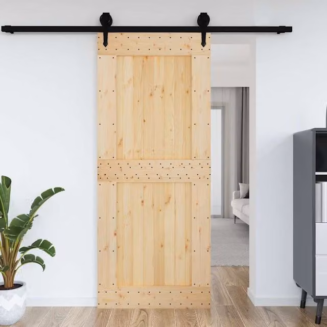 Berkfield Home Narvik Rustic Sliding Wood Door, Brown, W: 95 cm, H: 210 cm – 1
