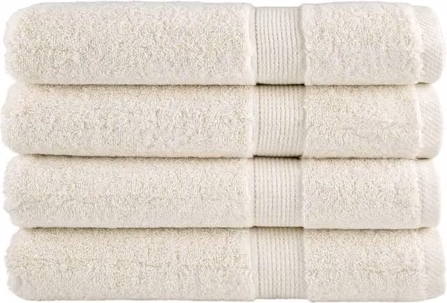 Berkfield Home SOLUND Premium Cotton Terry Towels, 4 Pack, Beige, W: 100 cm, L: 200 cm, 600 gsm