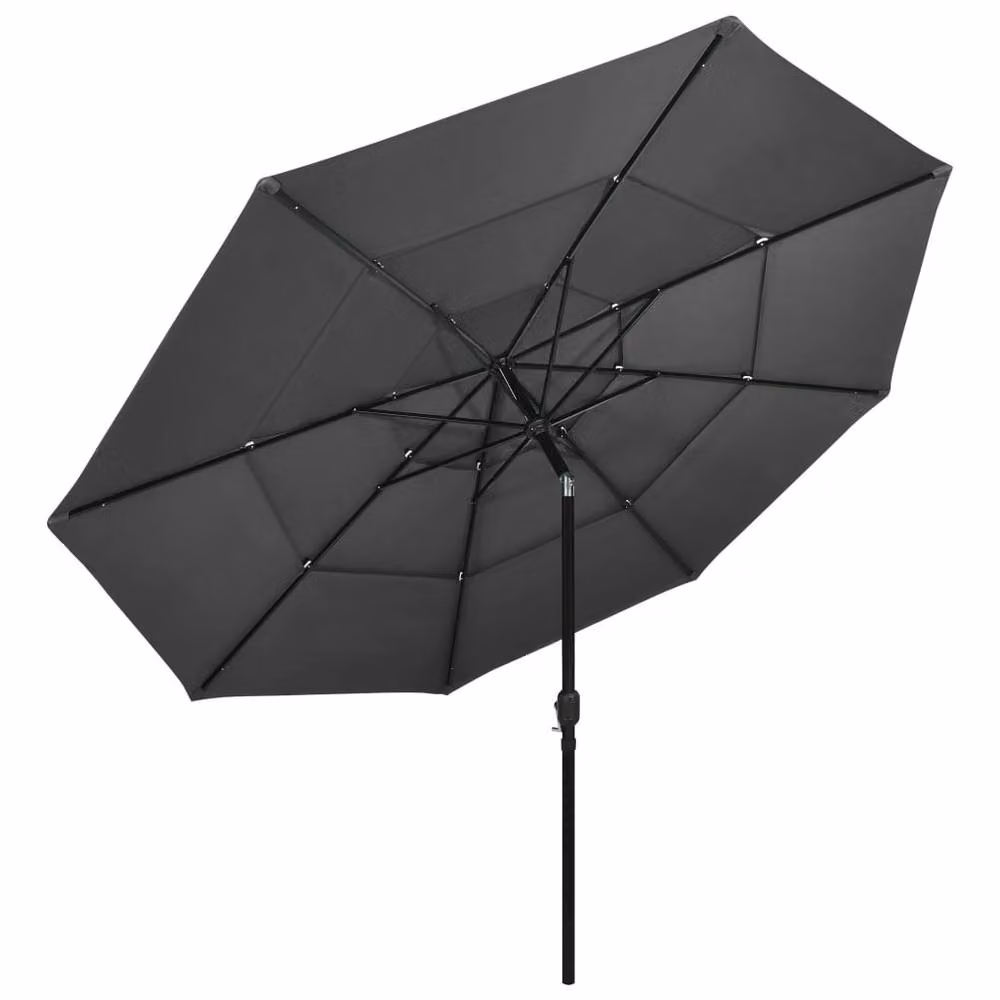 Berkfield Home 3-Tier Parasol with Aluminium Pole, Anthracite Dark Grey, Diameter: 350 cm, Height: 260 cm – 2