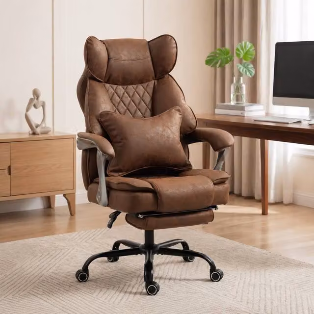 STILVORA Brown Executive Office Chair with Headrest and Footrest – 1