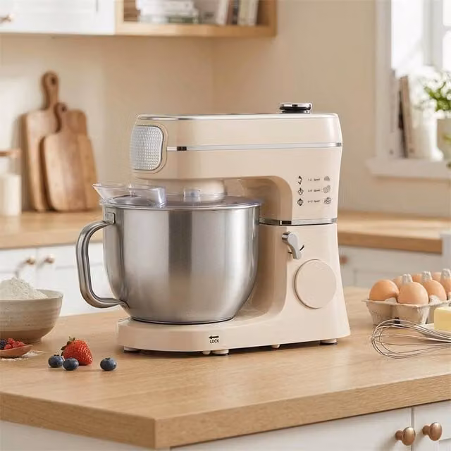 EONLION 1400W Tilt-Head Food Mixer with 6L Capacity in Beige