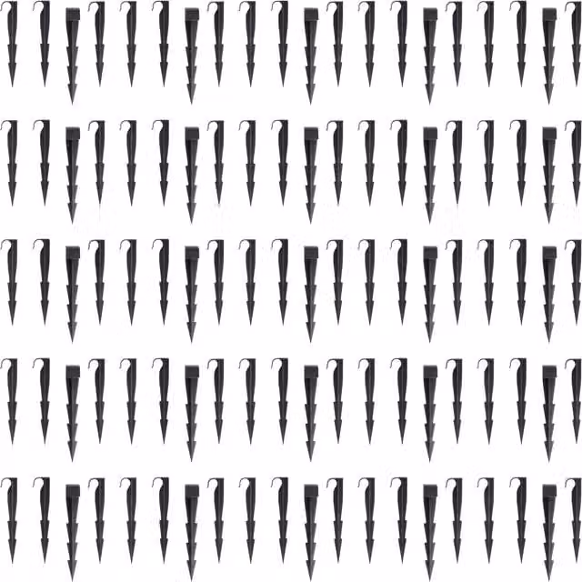 SolaDirect 100 Pack Black Plastic In-Ground Garden Pegs for Irrigation Systems, 160mm Length