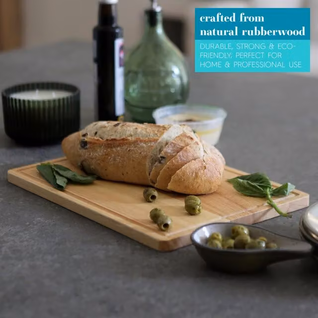 Argon Tableware Rectangular Wooden Chopping Board with Groove, Brown, W: 35 cm, D: 25 cm, H: 1.5 cm
