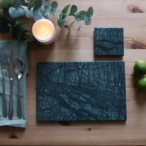 Argon Tableware Green Marble Square Coasters, Pack of 6, Diameter: 10 cm – 2
