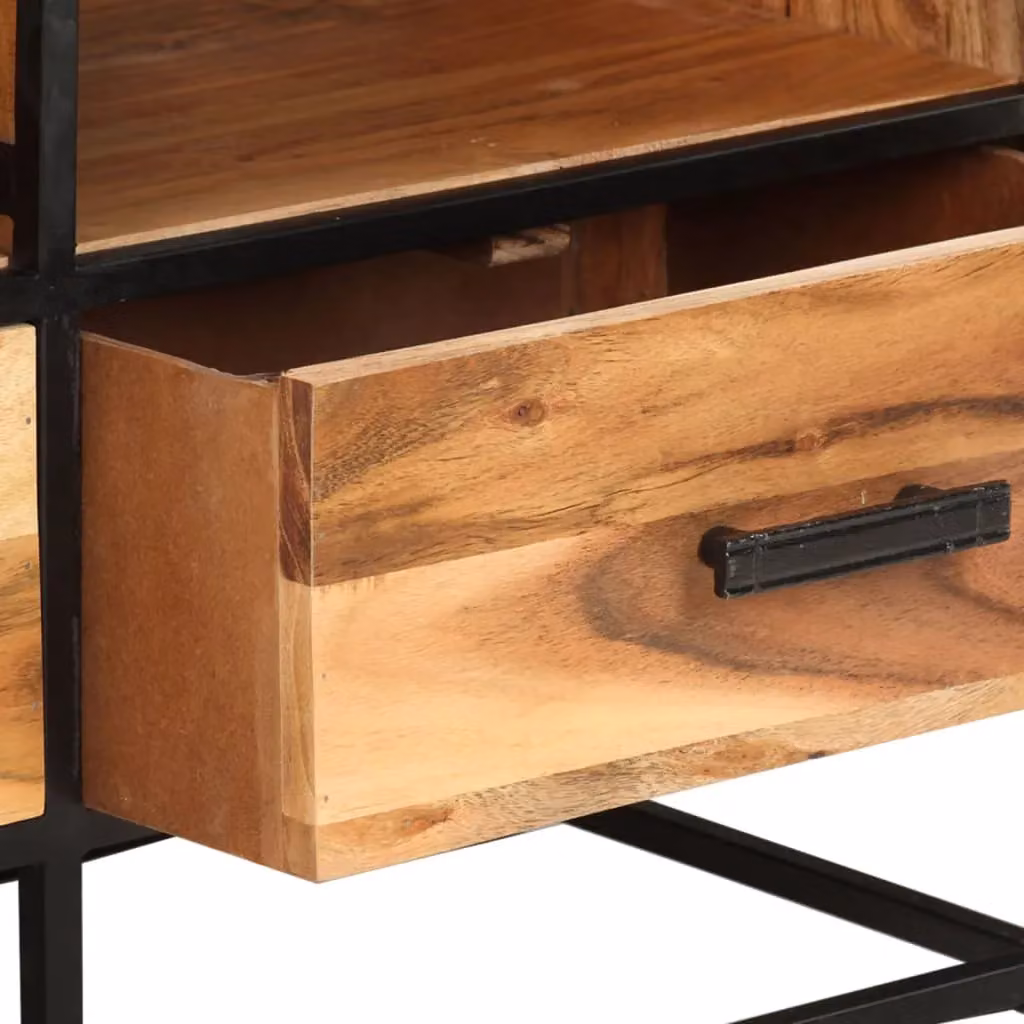 Berkfield Home Industrial TV Cabinet in Brown Solid Acacia Wood and Metal, W/D/H: 110 x 30 x 45 cm – 4