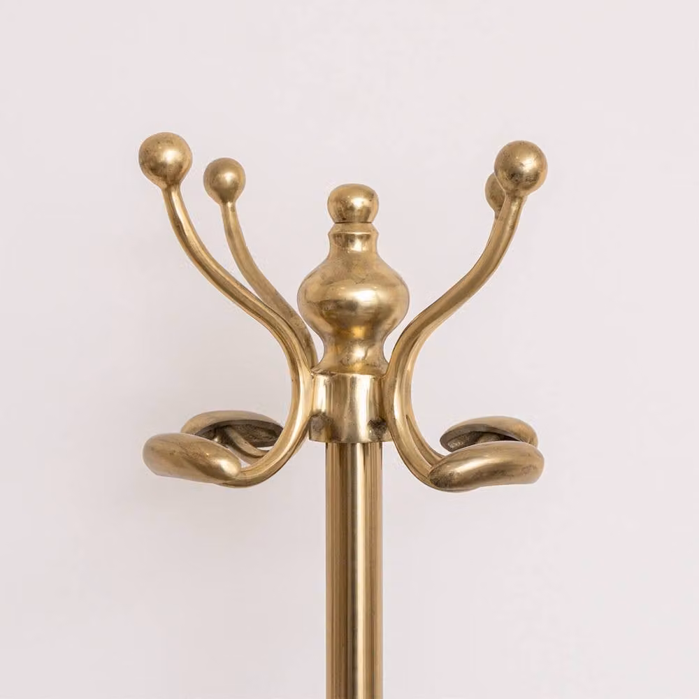 Melody Maison Tall Glossy Gold Metal Coat Rack with 8 Storage Hooks – 2