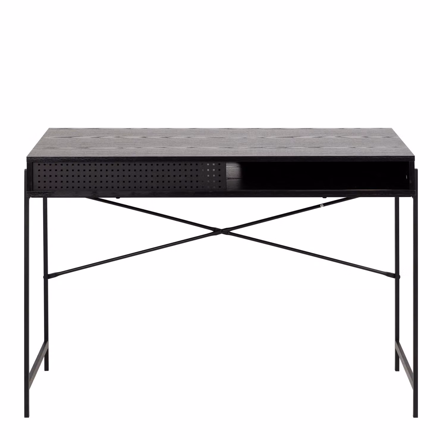 Furniture To Go Angus Black Minimalist Computer Desk with Sliding Door