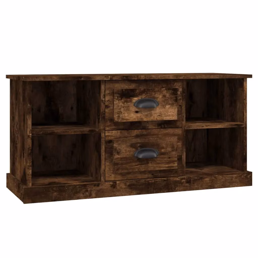 Berkfield Home TV Cabinet in Smoked Oak Brown, W/D/H: 99.5 x 35.5 x 48 cm – 2
