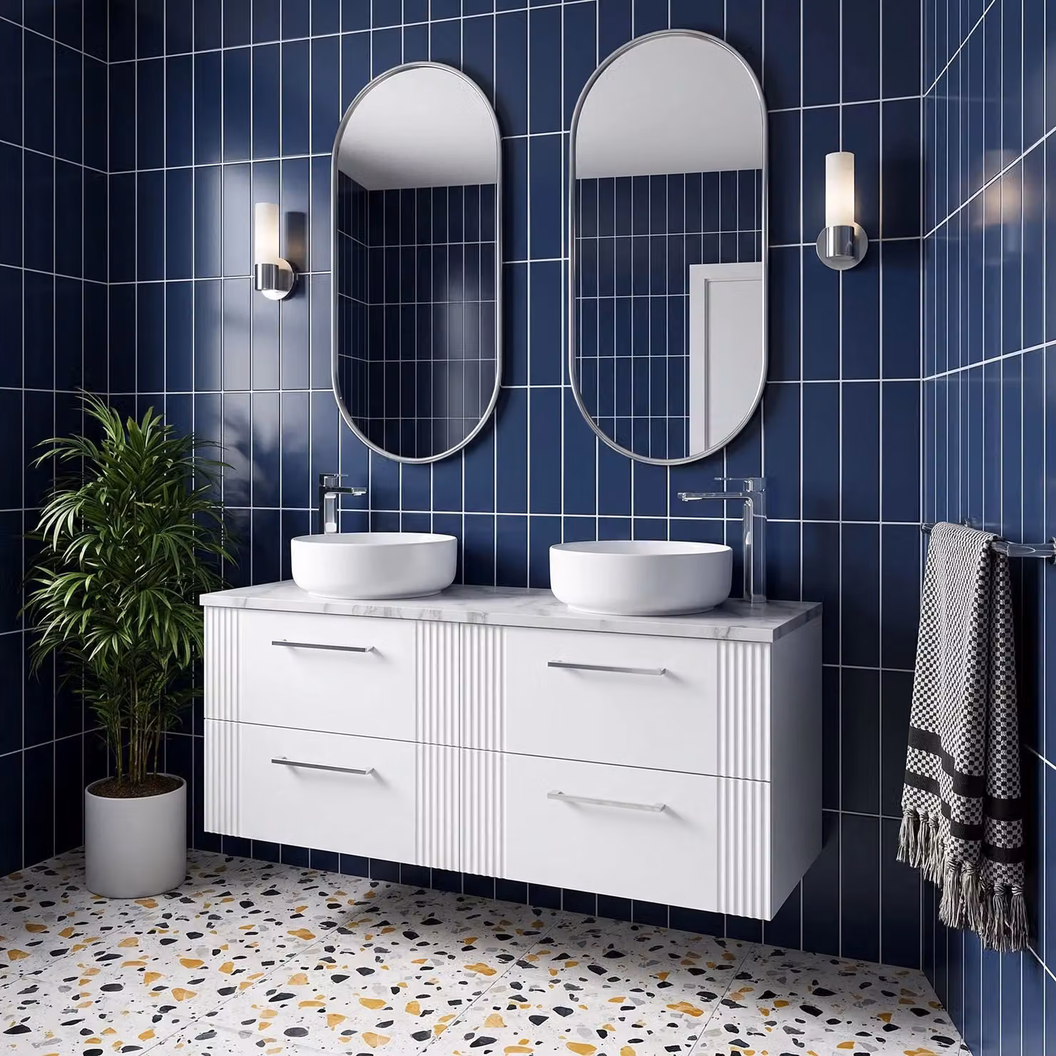 Balterley Wall Mounted 4 Drawer Bathroom Vanity Unit with Soft Close Doors and Worktop, White, W/D/H: 120.0 x 45.5 x 54.5 cm – 3