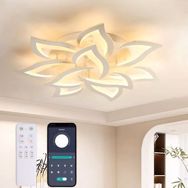 COMELY Modern Petal Dimmable LED Ceiling Light with Remote Control, 84W, White – 1