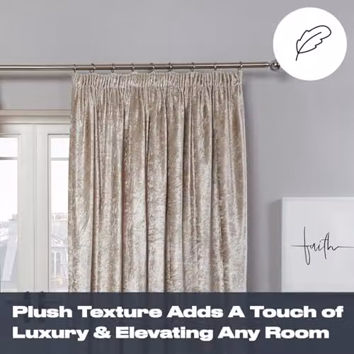 Sienna Pair of Crushed Velvet Eyelet Curtains, Thermal Insulated and Blackout, Gold or Grey – 2