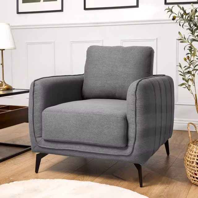 Bravich LTD Brixton Modern Fabric Armchair with Armrests and Solid Wood Frame in Grey or Green