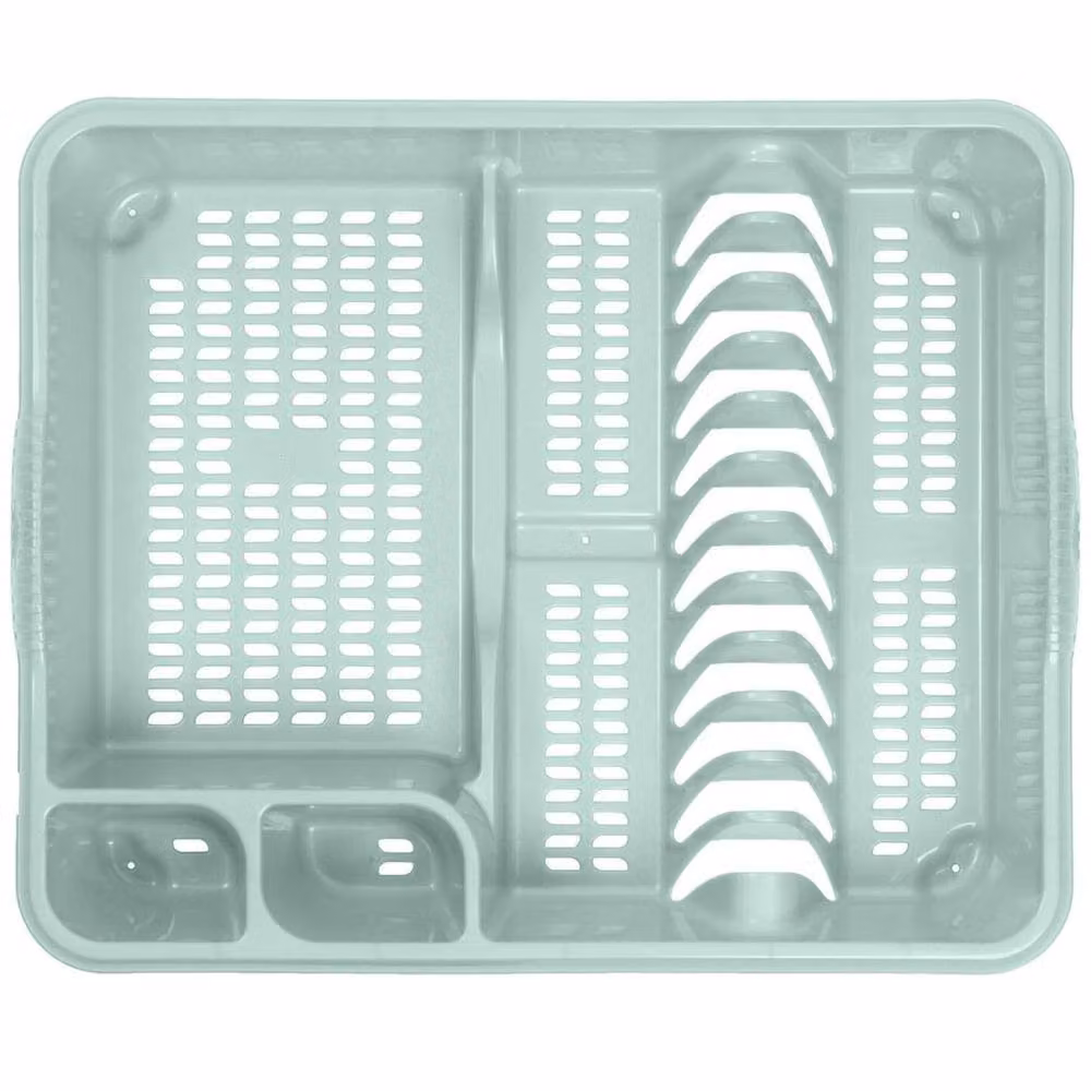 FLAVORA Sage Green Large Kitchen Dish Drainer Rack with Cutlery Holder – 2