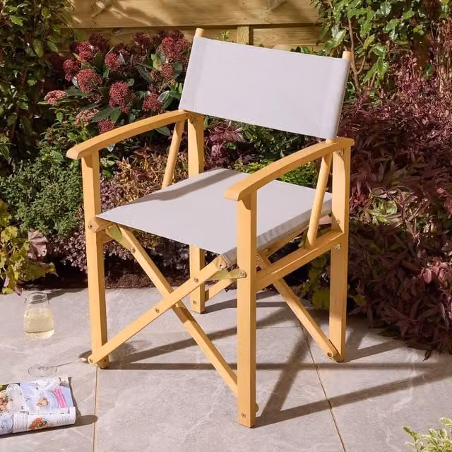 Rowlinsons Ascot Folding Directors Chair in Slate Grey, W: 53.5 cm, D: 52.5 cm, H: 87 cm